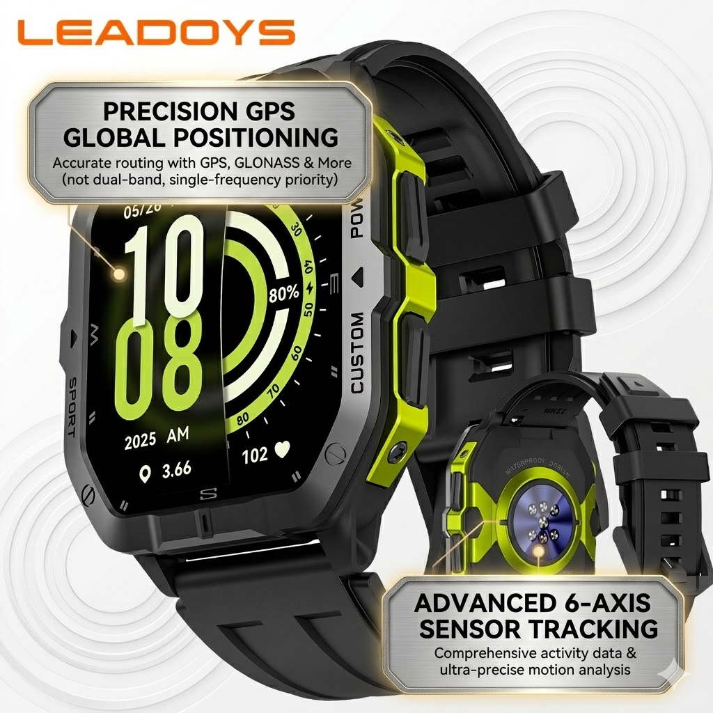 Smartwatch Rugged Watches For Men - ساعة ذكية LEADOYS GPS متينة بنظام