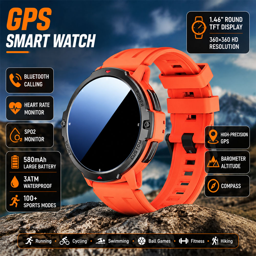 Smartwatch Timex Watches For Men - ساعة ذكية عسكرية جديدة بجيروسكوب سداسي