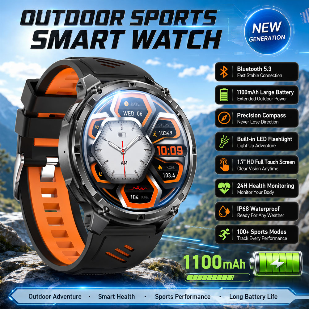 Smartwatch Rugged Watches For Men - ساعة ذكية YAOCX AMOLED للرجال بسعة
