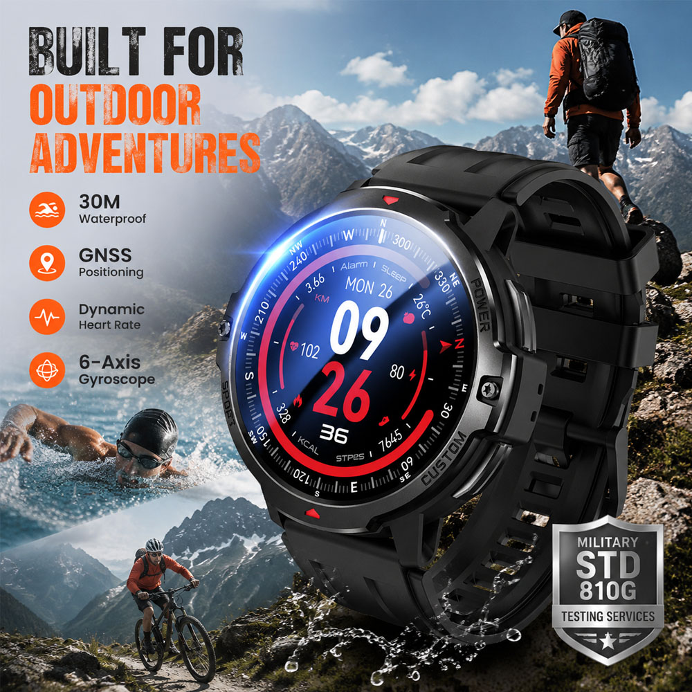 Smartwatch Timex Watches For Men - ساعة ذكية عسكرية جديدة بجيروسكوب سداسي