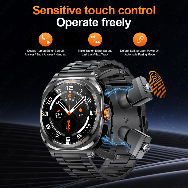 LIGE 2025 ساعة سماعات لاسلكية  - مراجعة Smartwatch Running Watches For Men وسعره