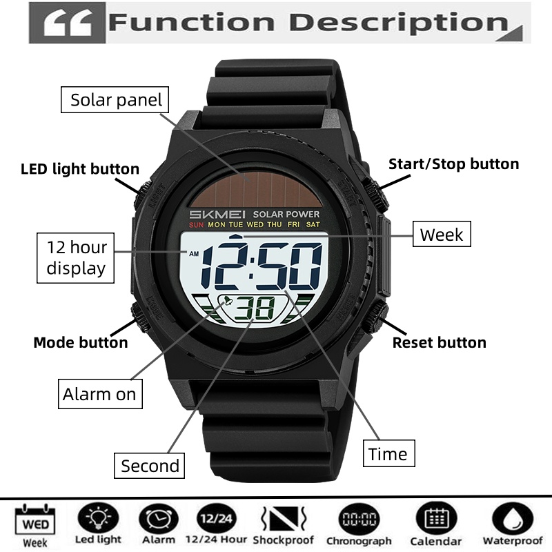 Skmei الطاقة الشمسية الساعات ا - مراجعة Tide Watch Surf وسعره