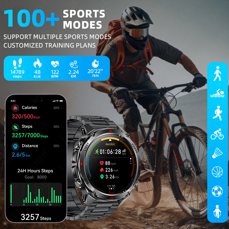 LIGE جديد المهنية لتحديد الموا - مراجعة Smartwatch Running Watches For Men وسعره