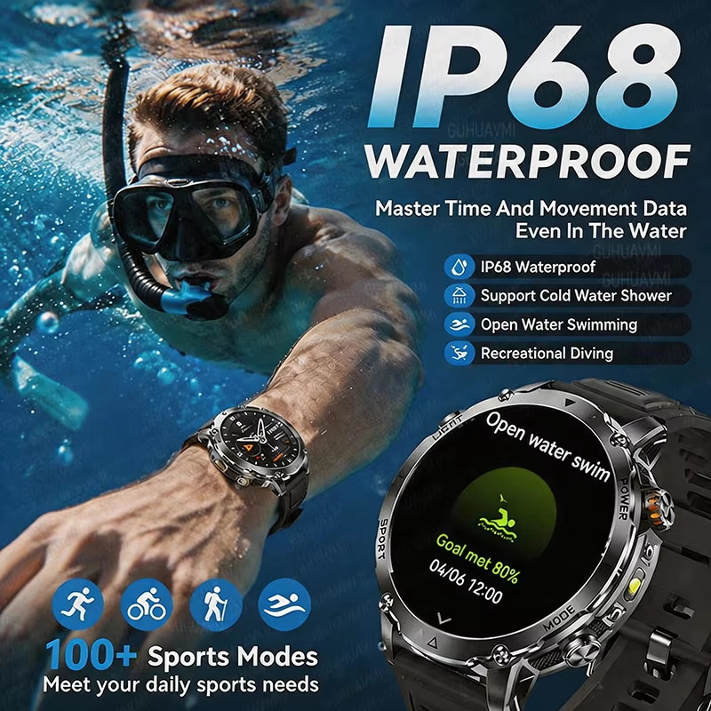 ساعة ذكية عسكرية خارجية بسعة 1 - مراجعة Smartwatch Rugged Watches For Men وسعره
