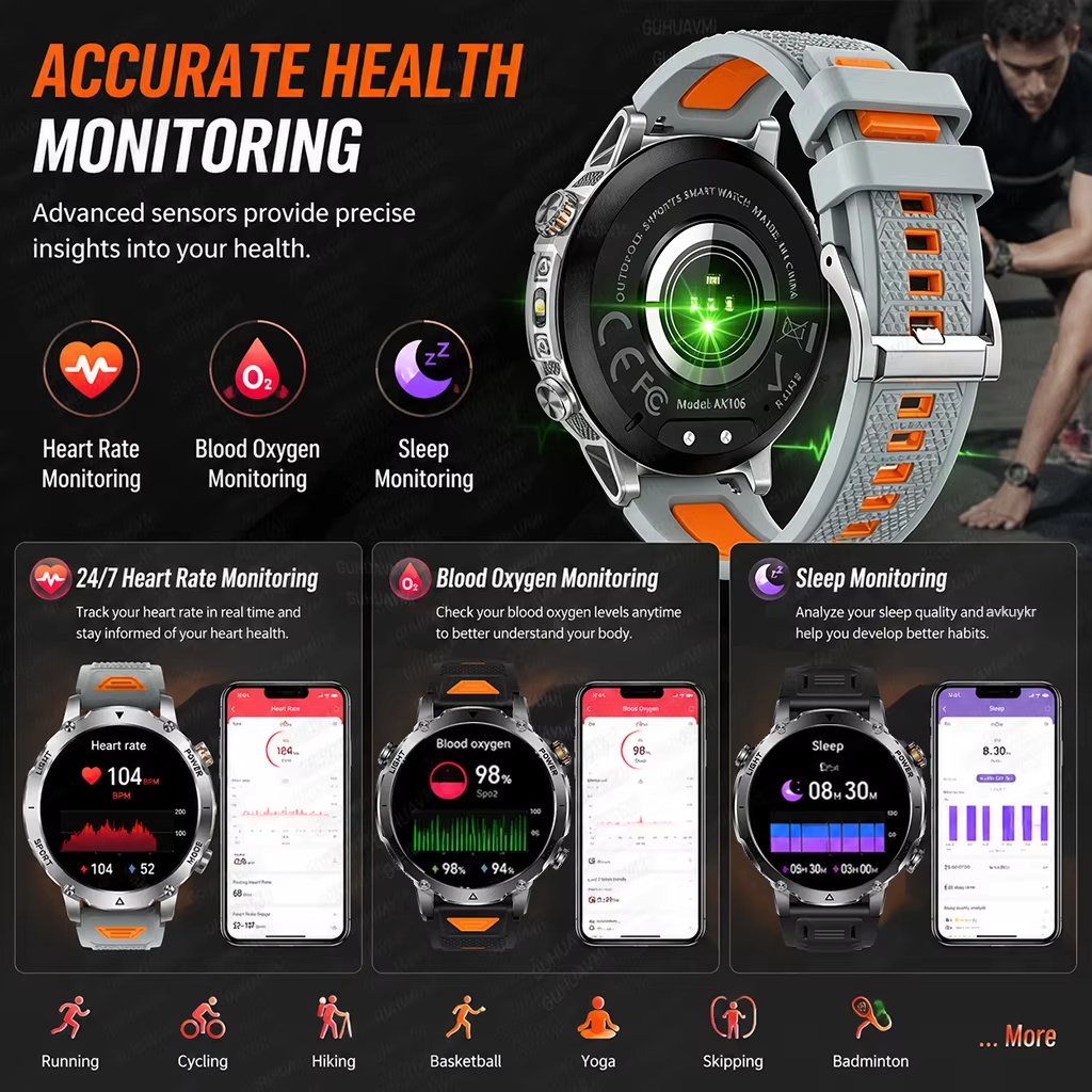 ساعة ذكية عسكرية خارجية بسعة 1 - مراجعة Smartwatch Rugged Watches For Men وسعره