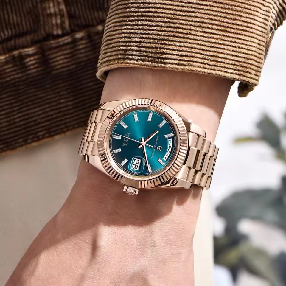 PAGANI تصميم جديد لون الذهب ال - مراجعة Rolex Watch Datejust وسعره