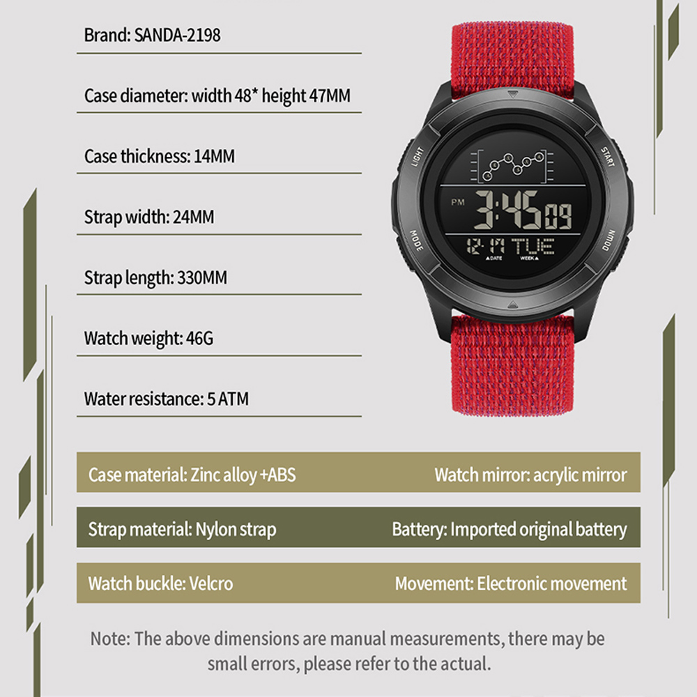 SANDA ساعة إلكترونية بحزام ناي - مراجعة Tide Watch Surf وسعره
