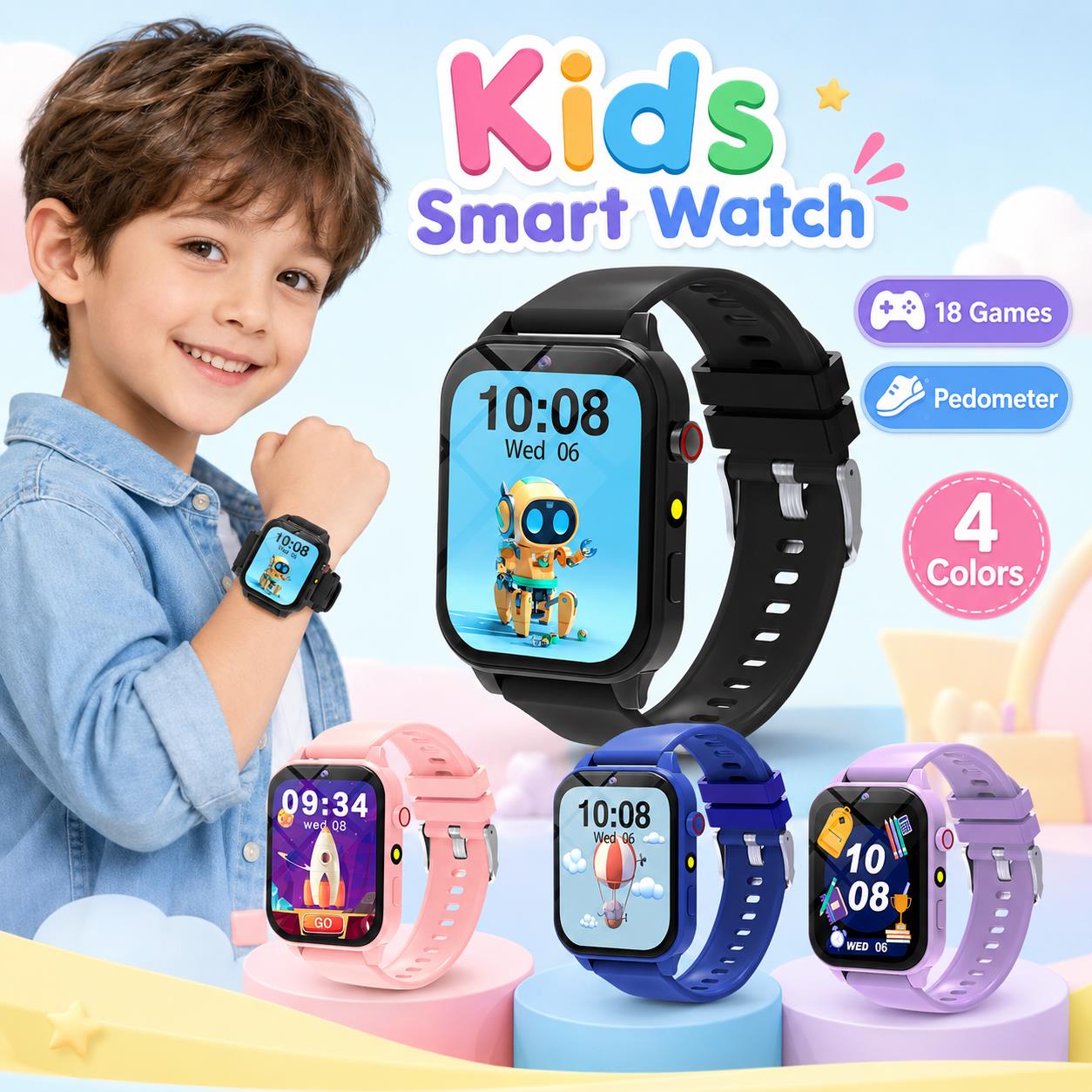 ساعة ذكية للأطفال مع 18 لعبة أ - مراجعة Smartwatch Digital Watches For Boys وسعره