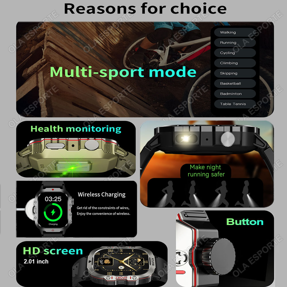 ساعة ذكية عسكرية متينة للرجال  - مراجعة Smartwatch Rugged Watches For Men وسعره