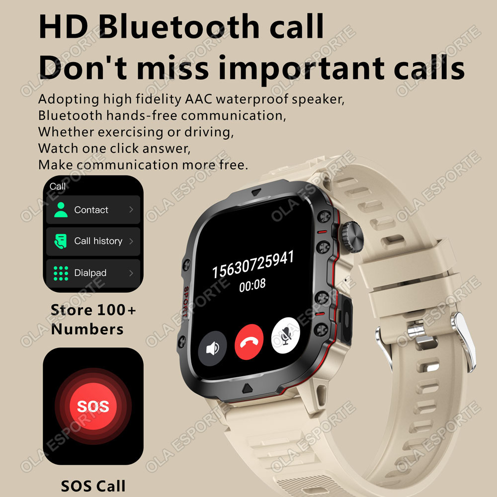 ساعة ذكية عسكرية متينة للرجال  - مراجعة Smartwatch Rugged Watches For Men وسعره