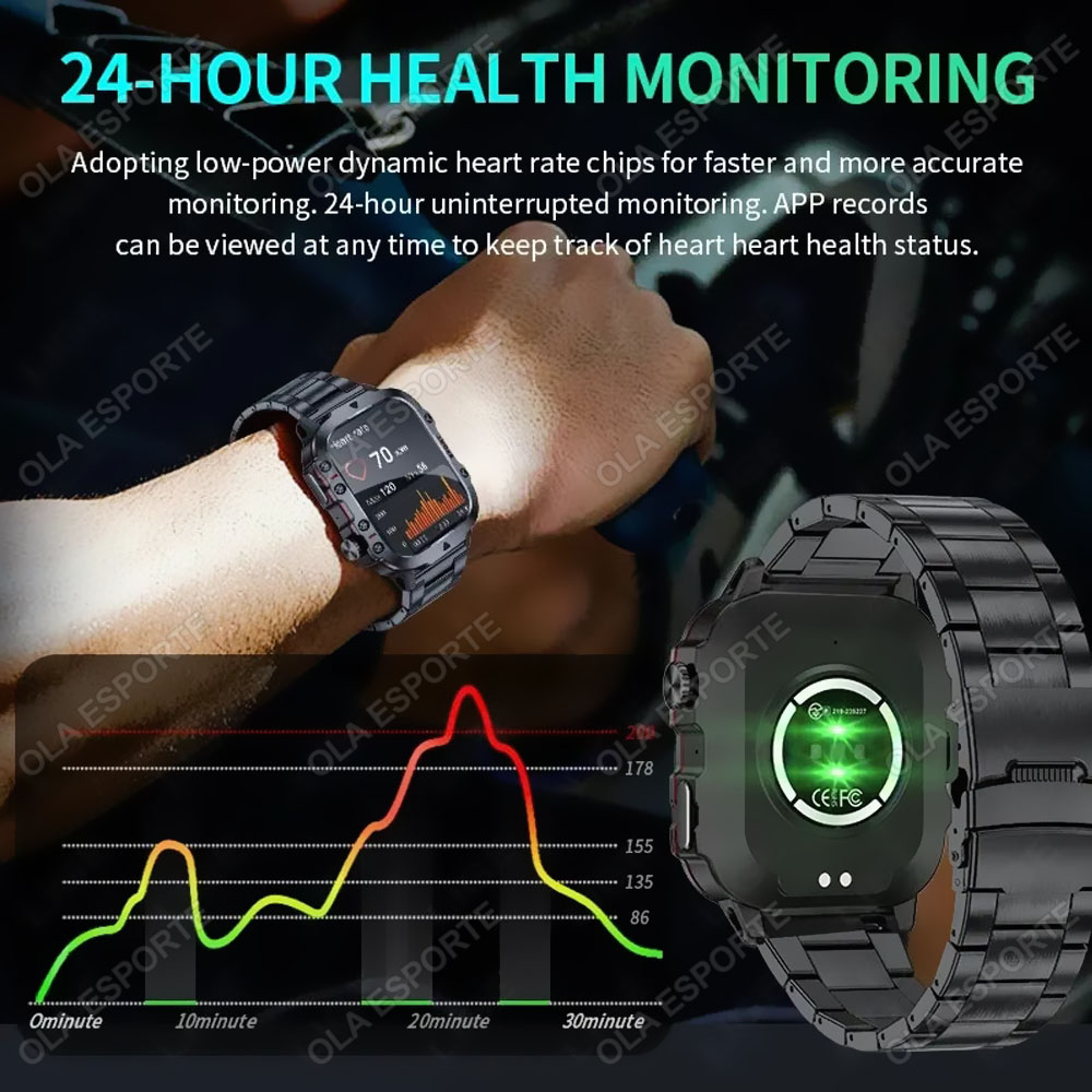 ساعة ذكية عسكرية متينة للرجال  - مراجعة Smartwatch Rugged Watches For Men وسعره
