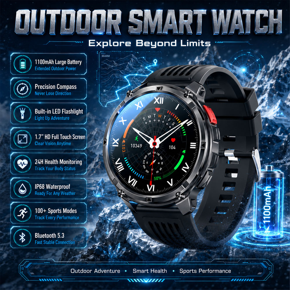 ساعة ذكية YAOCX AMOLED جديدة ل - مراجعة Smartwatch Rugged Watches For Men وسعره