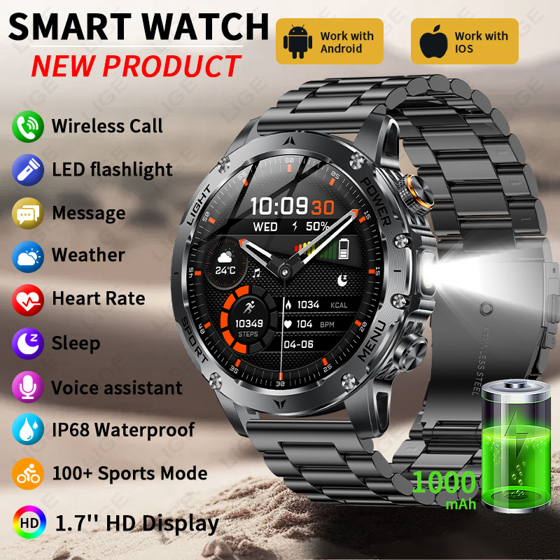ساعة ذكية جديدة للرجال ببطارية - مراجعة Smartwatch Running Watches For Men وسعره
