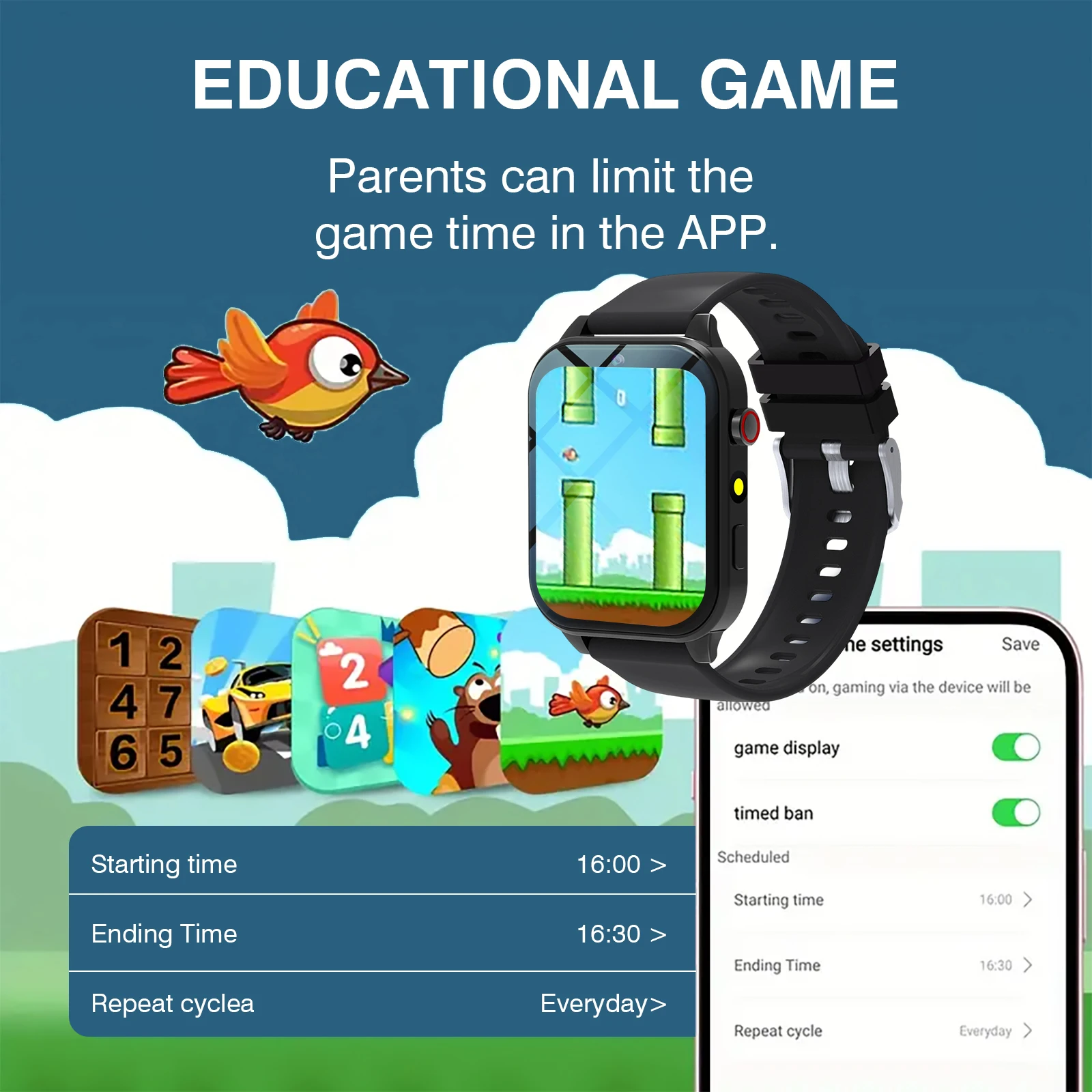 ساعة ذكية للأطفال 18 لعبة كامي - مراجعة Smartwatch Digital Watches For Kid Boy With Alarm وسعره