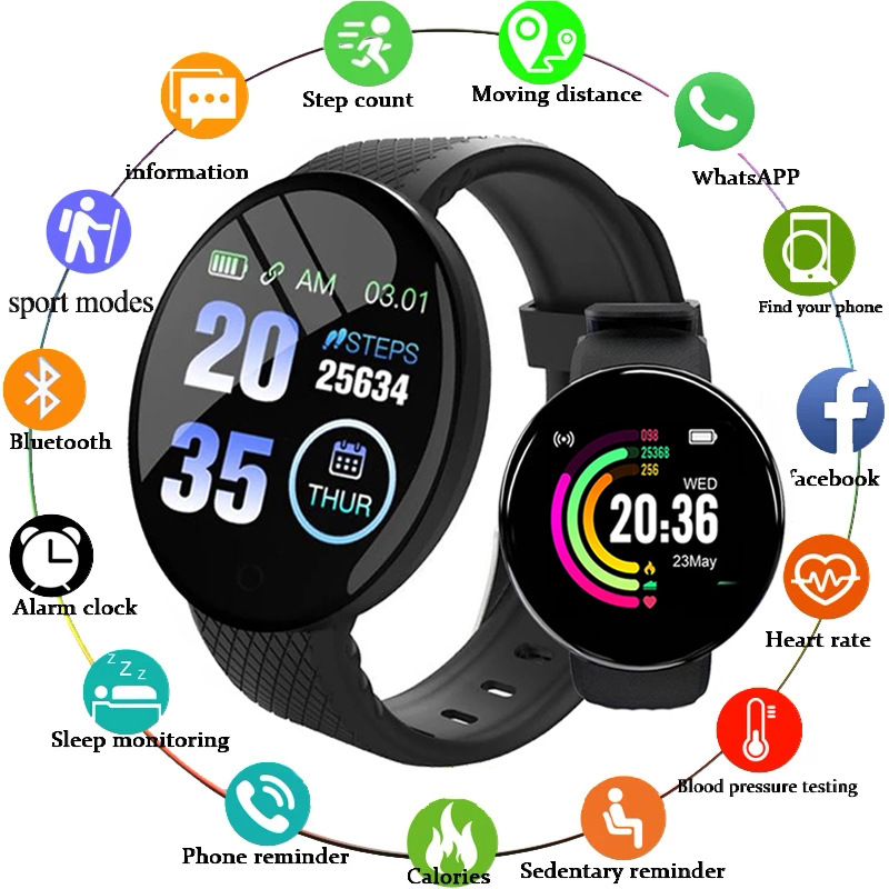 D18 ساعة ذكية مراقب معدل ضربات - مراجعة Watch Smart Y68 وسعره