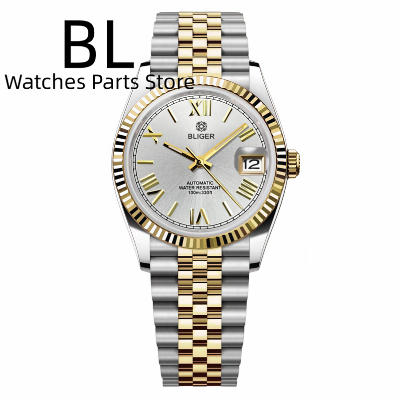 BLIGER 36mm39mm نغمتين الذهب N - مراجعة Rolex Watch Datejust وسعره